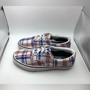 Vans off the wall red blue plaid sneakers womens 6